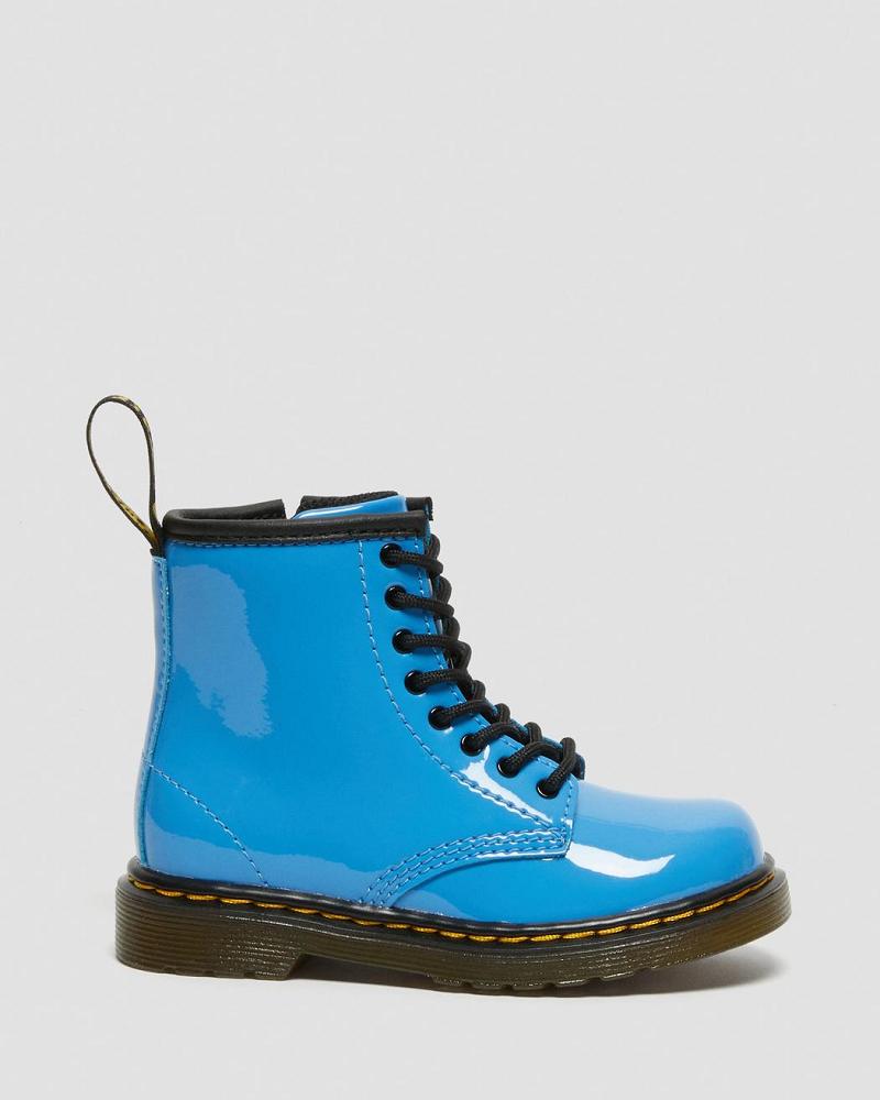 Blue Kids' Dr Martens Toddler 1460 Patent Leather Lace Up Boots | CA 700GSO